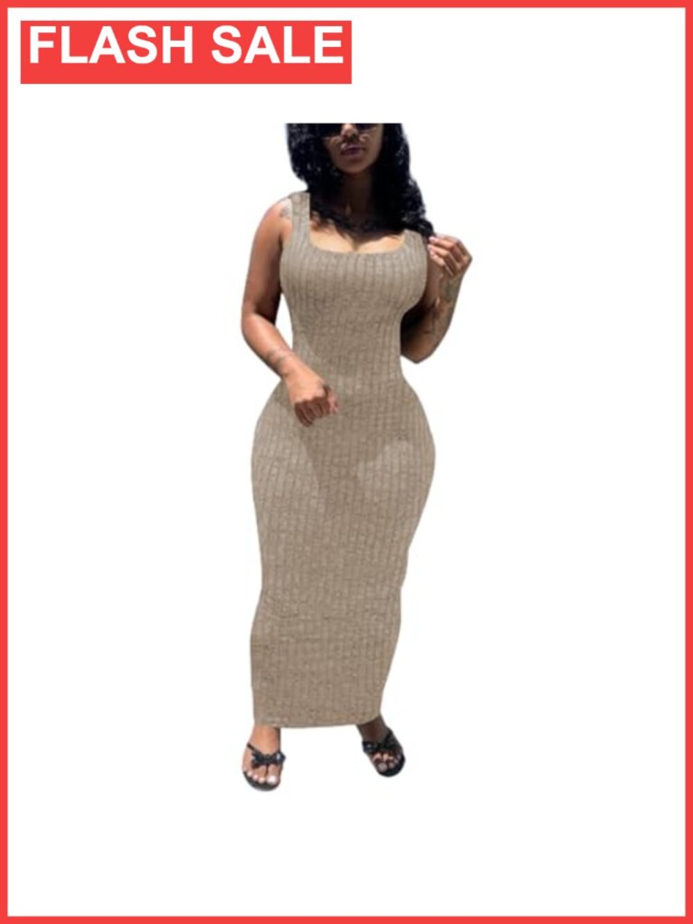 Women's Ribbed Bodycon Maxi Dress Stretchy Sleeveless Tank Beach Party
